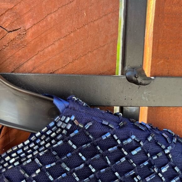 MAC DUGGAL Lattice Beaded Long Sleeve Evening Gown Size 4 Midnight blue NWT - Picture 8 of 14